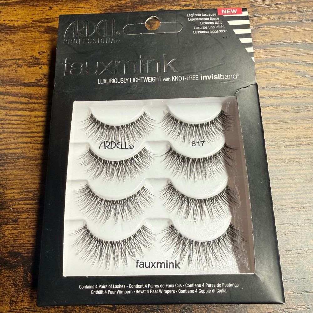 Ardell Faux Mink Lashes 817 Multipack 4 Pairs Black‎ Invisiband Strip Lashes